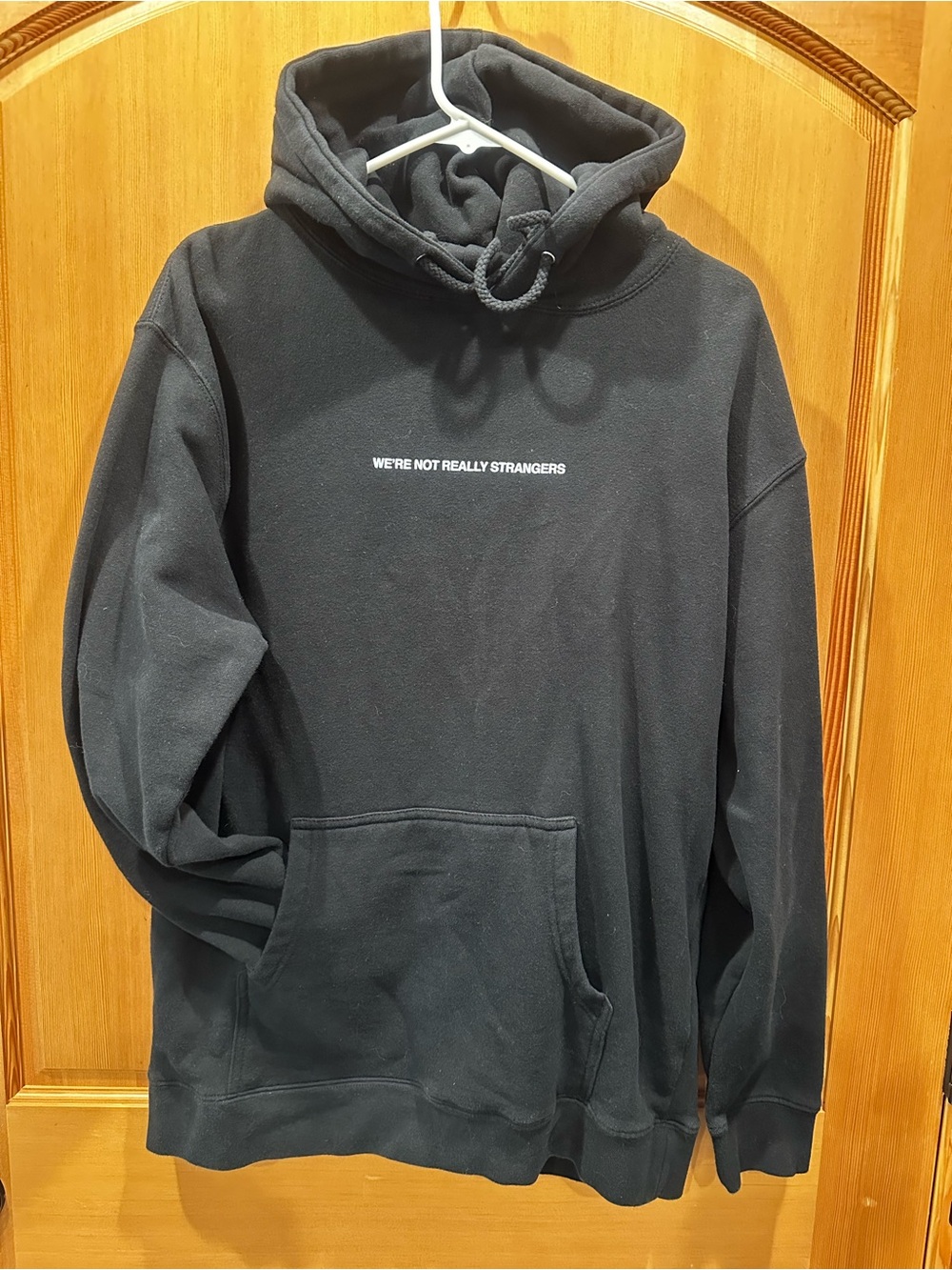 'We're Not Really Strangers' Black Pullover Hoodie